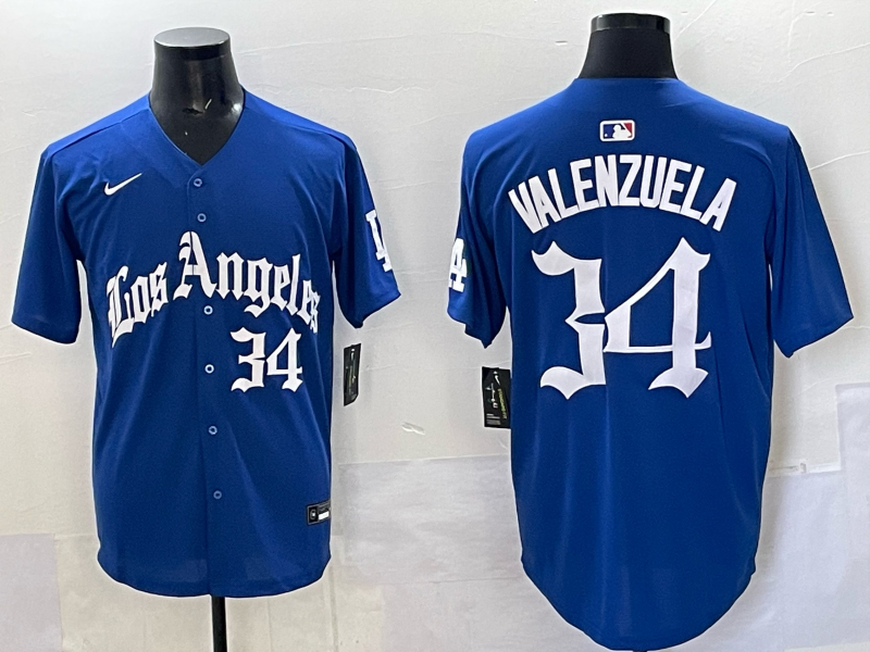 Men Los Angeles Dodgers #34 Valenzuela Blue 2025 Nike MLB Jersey style 008->los angeles dodgers->MLB Jersey